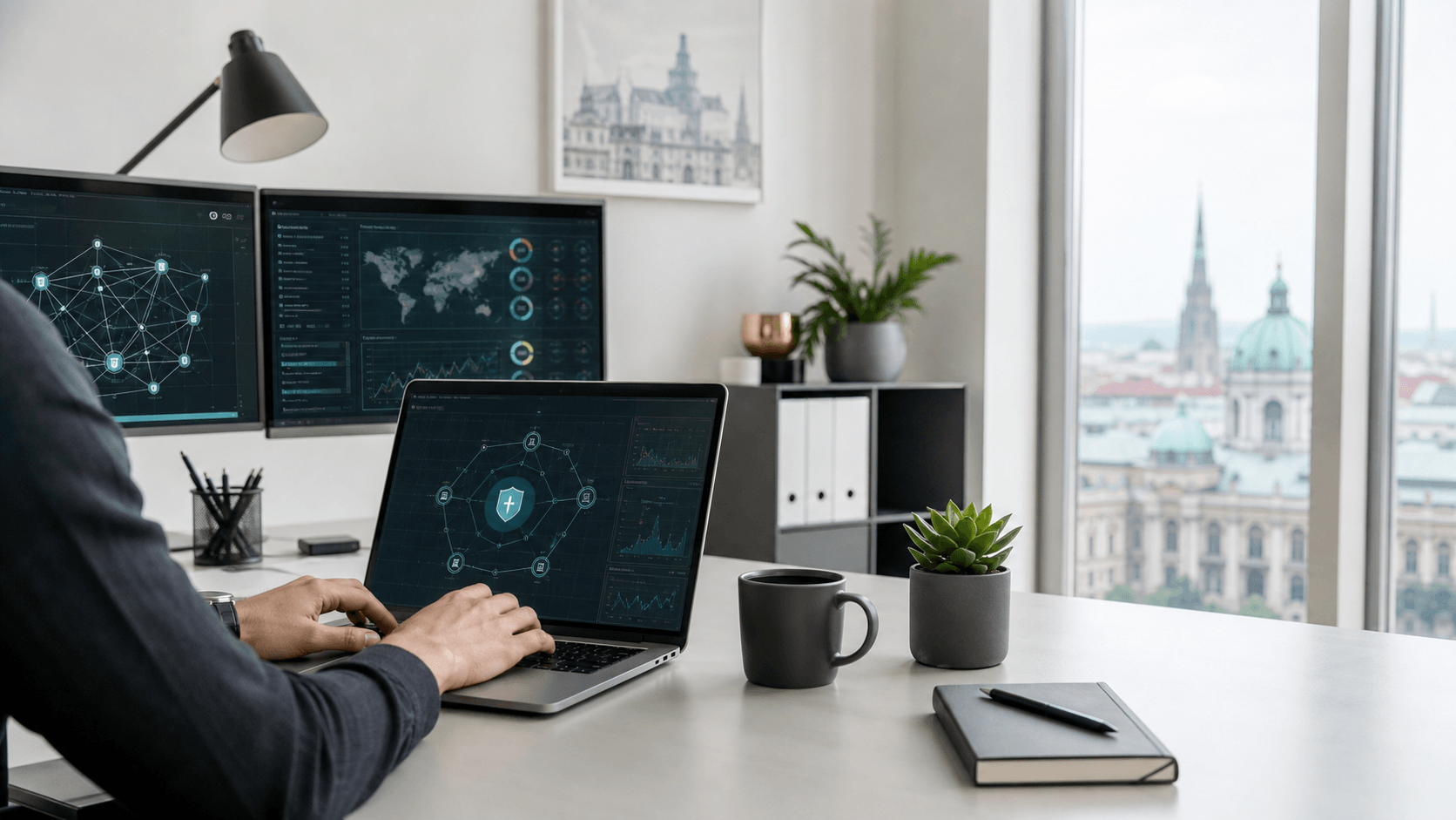 IT-Support Visual für Unternehmen in Wien mit Business-Technologie und Service-Dashboard