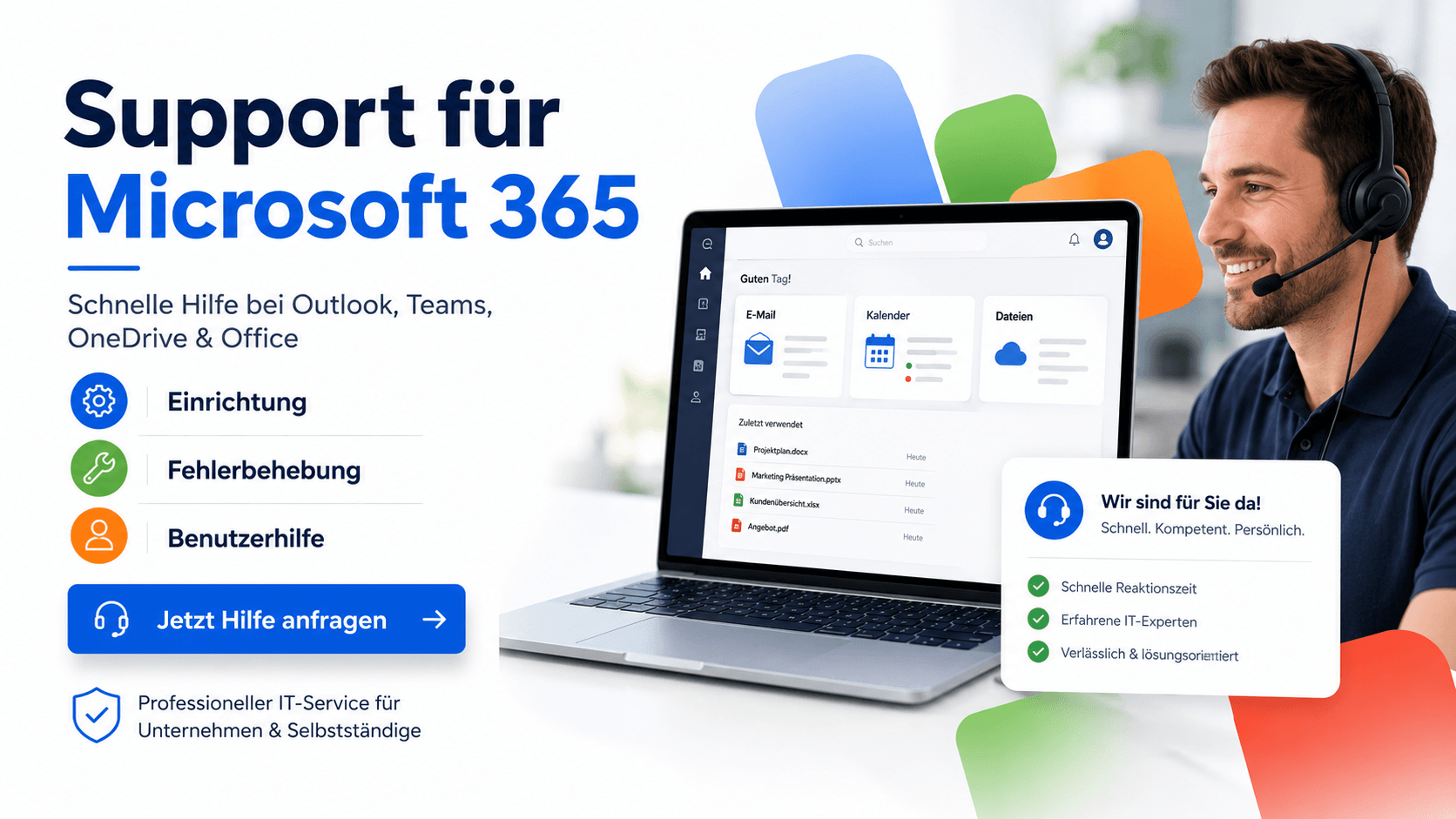 Support für Microsoft 365 mit Outlook, Teams, OneDrive und Office Benutzerhilfe